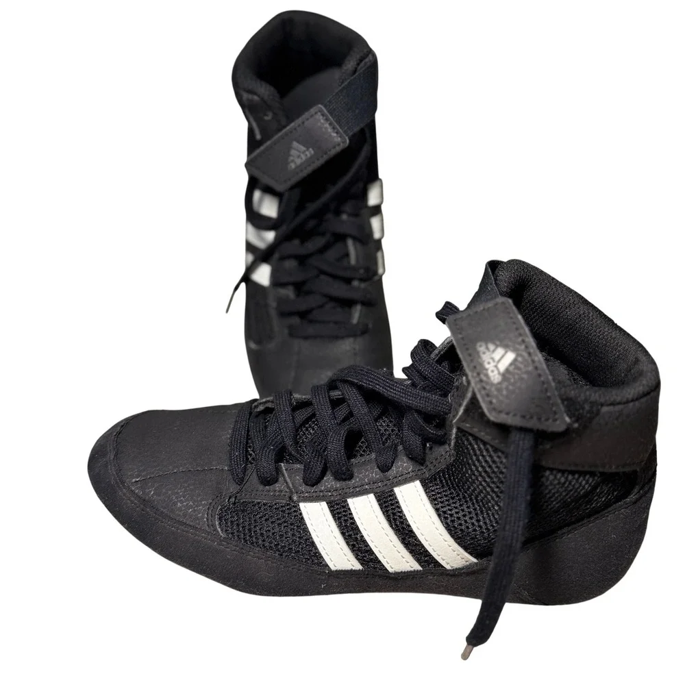 Adidas HVC 2 Wrestling Shoes Black White Gum AQ3327 Kids Youth Size 5